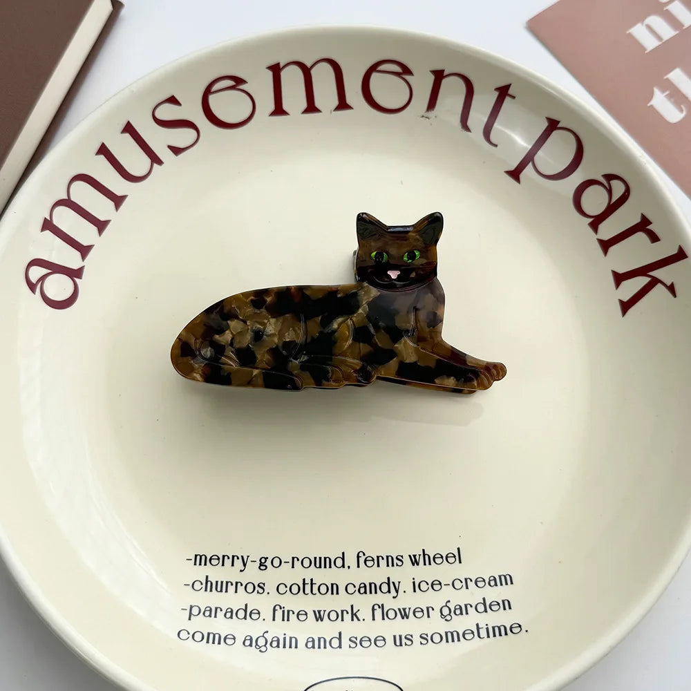 2025 New Kitten Hairpin Female Cute Animal Acetic Acid Grab Clip Back Head Clip Decorative Hairpin Headgear Shark Clip