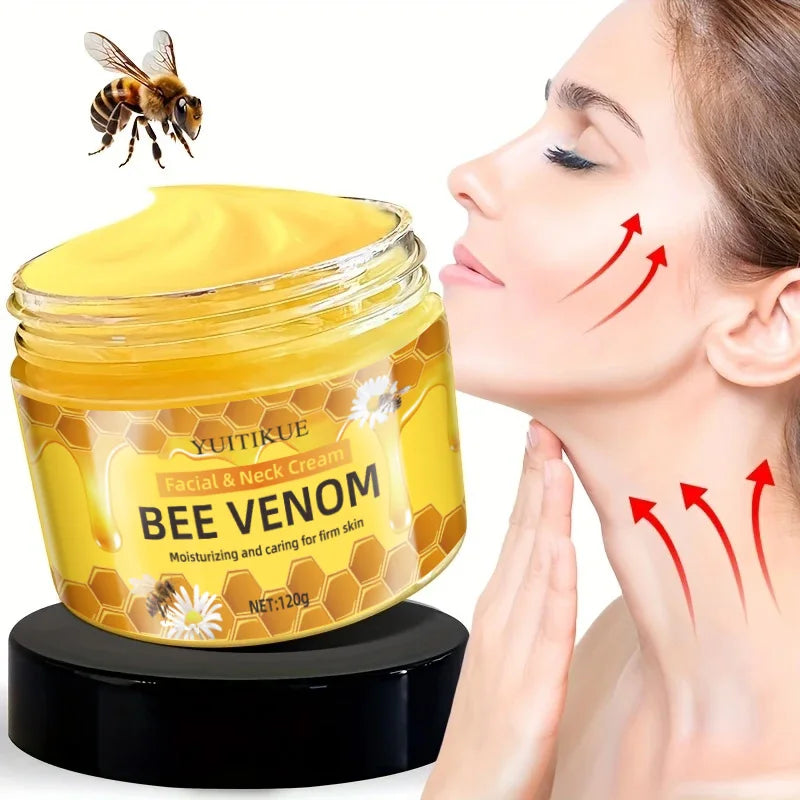 YUITIKUE 120g Bee Venom Face & Neck Cream, Hydrating Smooth Firming, Topspin Lift Delicacy Skin Care