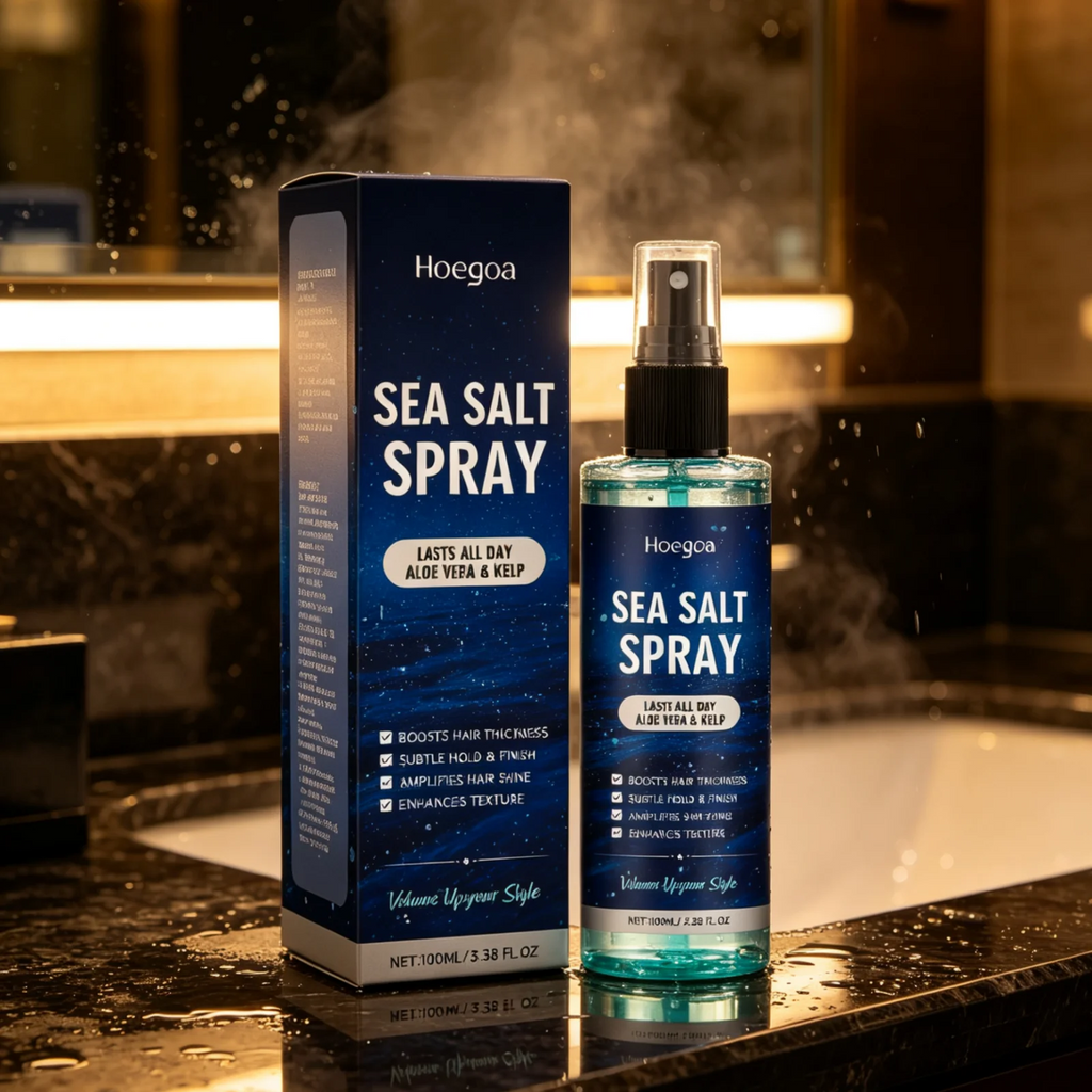 Hoegoa Sea Salt Hair Styling Spray Long Lasting Enhance Curl Moisturizing Lightweight Gentle Ingredient Hair Volume Spray 100ml