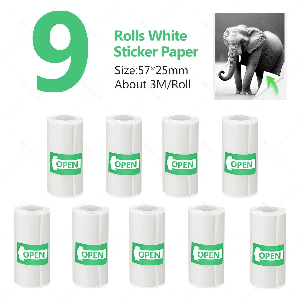 Printable Adhesive Paper 3~15 Pcs Mini Printer Sticker Paper Rolls, Thermal Photo Paper Rolls, for Mini Pocket Thermal Printer