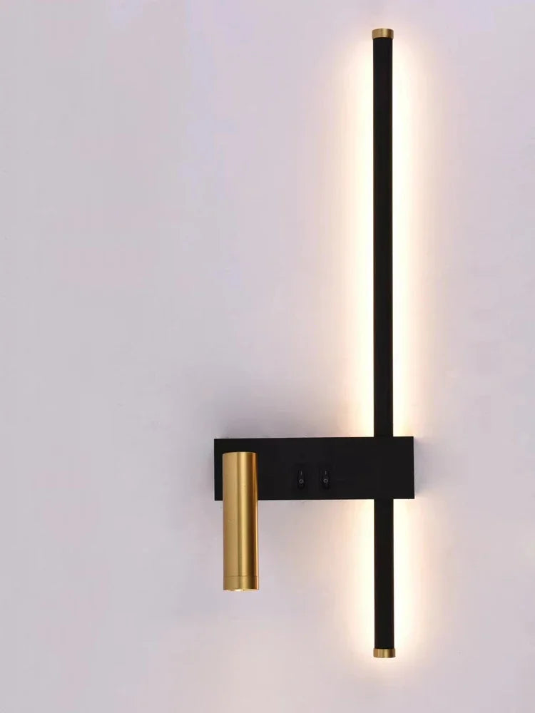 New Reading With Switch Minimalist Wall Lamps Bedroom Bedside Strip Lights Nordic 2023 Master Bedroom Line Background Wall Lamps