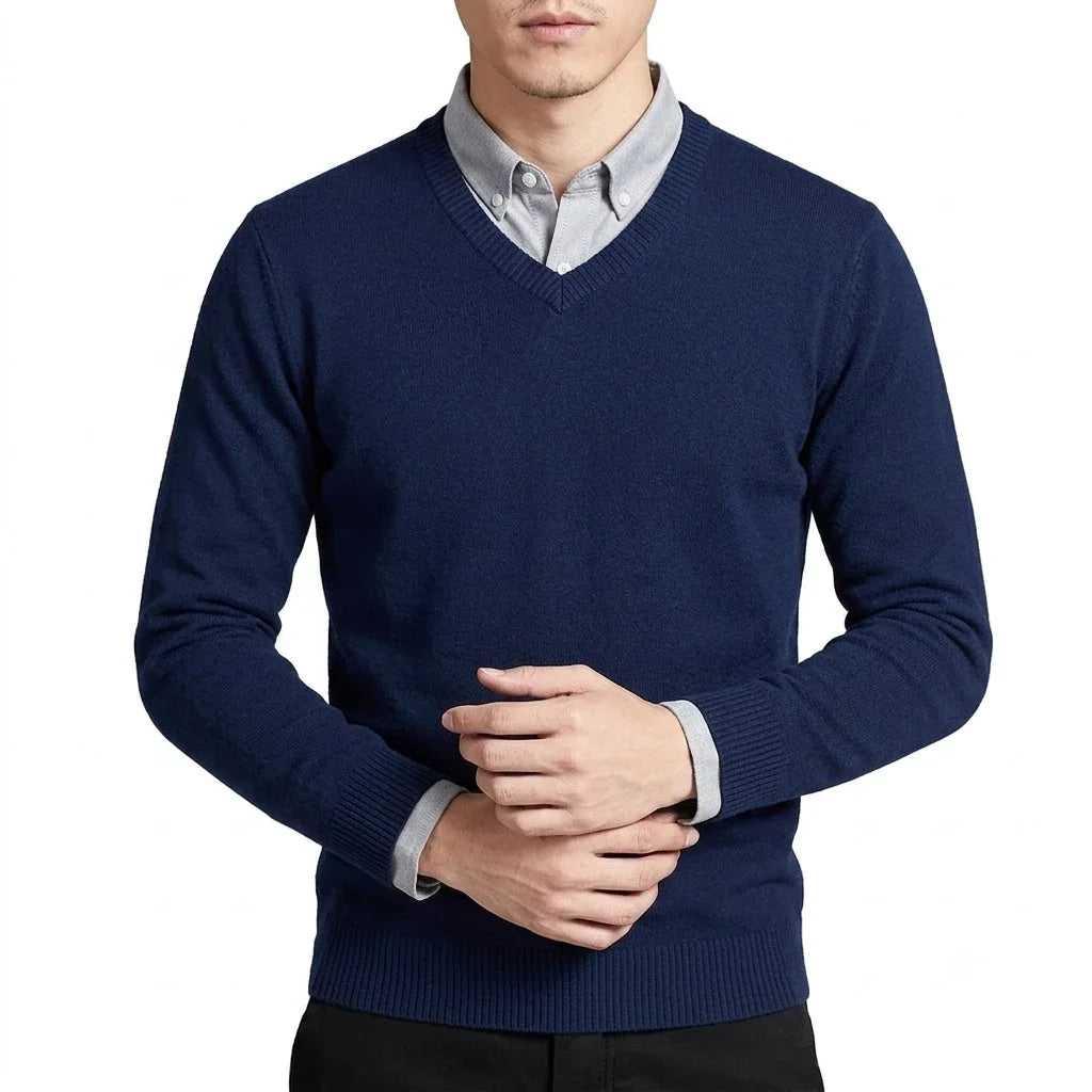 Men's V-Neck Sweater Winter Knitted Pullover Casual Warm Lightweight Y2K Knitwear Jumper Luxury T-shirts for Men Business Tshirt