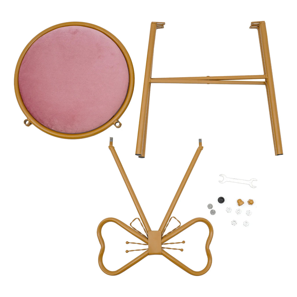 Butterfly Bow Tie Vanity Chair Modern Vanity Stool Velvet Cushion Makeup Chair Metal Frame Butterfly Backrest Chair Dining Chair