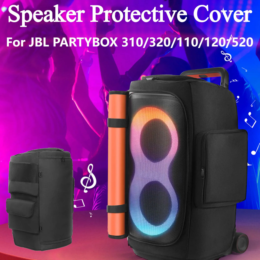 Portable Speaker Dust Case with Mic Pocket Double-Sided Speaker Storage Bag Wear Resist for JBL PARTYBOX 520/110/310/320 Cover