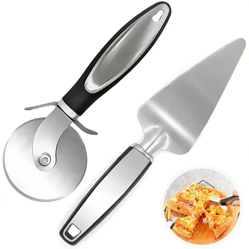 Premium Stainless Steel Kitchen Pizza Cutter Wheel Server Tools Knife Waffle Cookies Cake Bread Dough Slicer Kitchen Gadgets