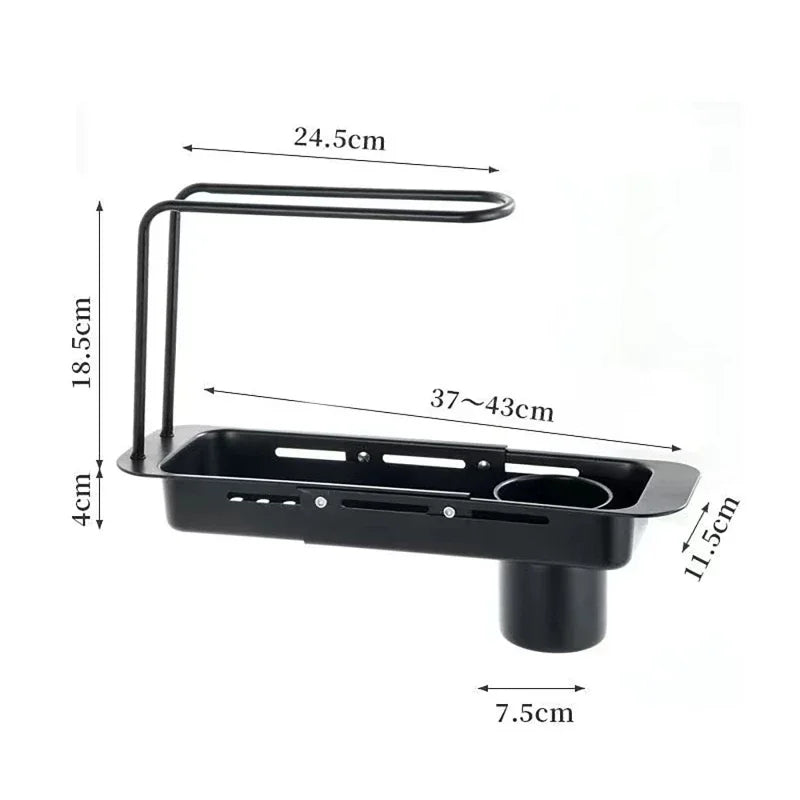 Kitchen Telescopic Storage Rack Sink Organizer Rack Telescopic Faucet Organizer Towel Sponge Storage Adjustable Storage Rack
