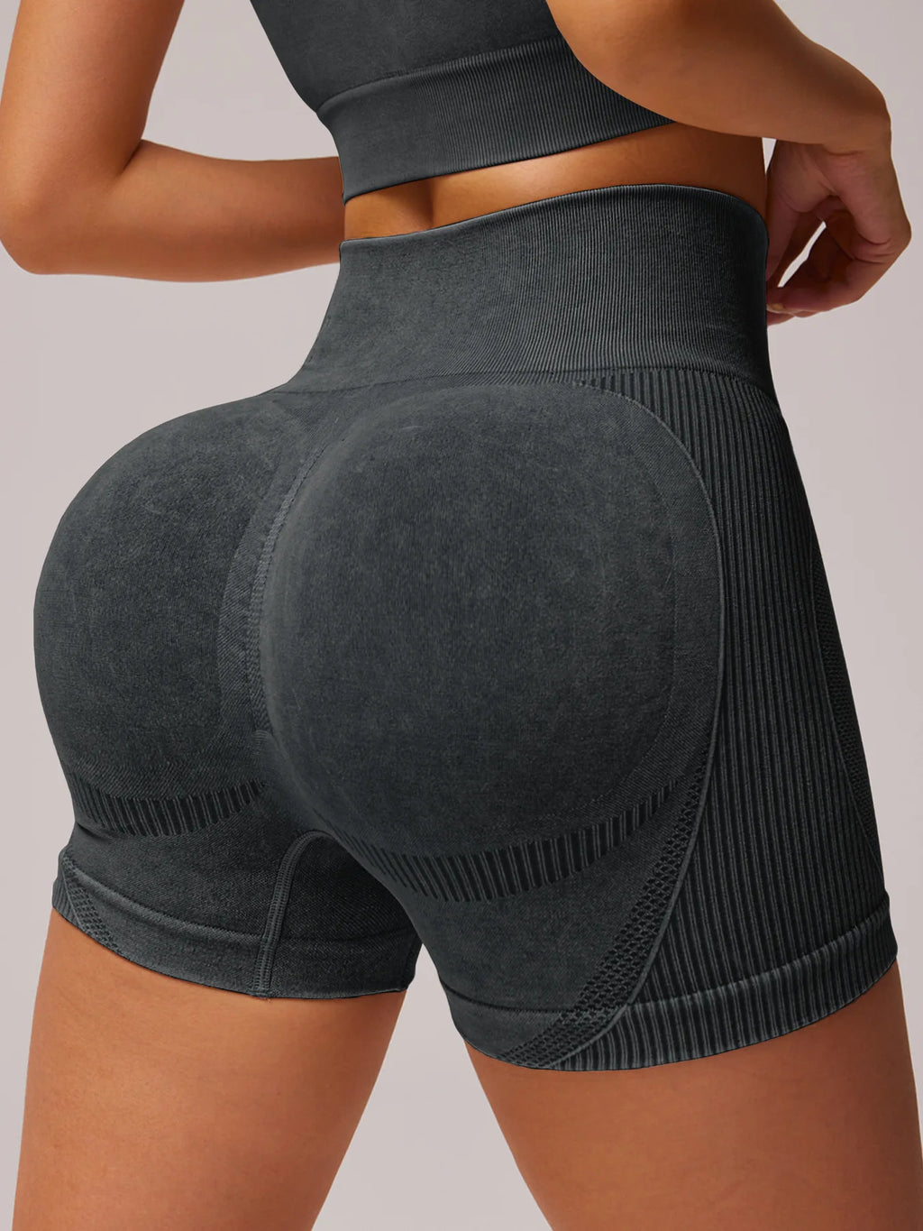 Women Sand Wash High Waist Tummy Control Butt Lifting High Stretch Slim Yoga Shorts Wear Outside Run Gym Workout  Sports Pants