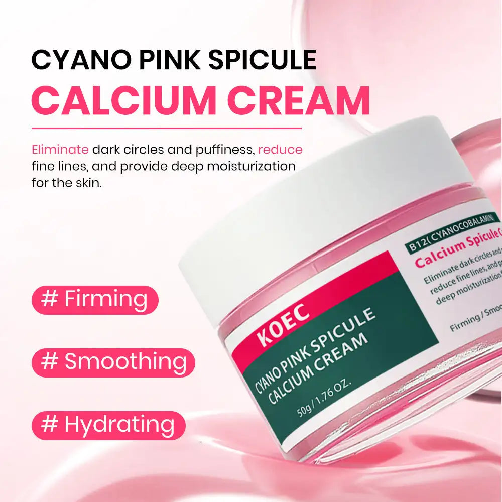 50g KOEC Pink Spicule Microneedling Calcium Eye Cream Firming Hydrating Eliminate Dark Circles Fine Lines Collagen Vitamin B12