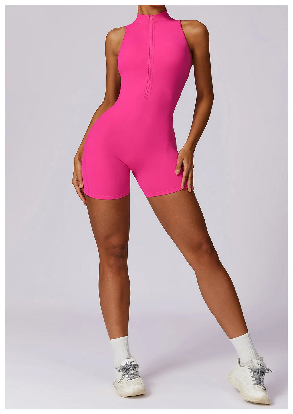 VEQKING Half Zip Women Yoga Sets Hollow Back Sports Jumpsuits Scrunch Butt Gym Fitness Playsuits Naked Feel Workout Bodysuit Set