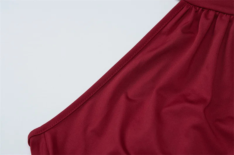 Mozision Halter Ruched Sleeveless Sexy Maxi Dress Women Gown Fashion Slim High Waist Evening Club Party Split Long Dress
