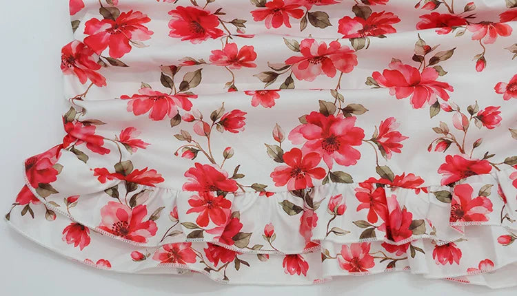 Ahagaga Summer Floral Print Mini Dresses Women Sexy V Neck Puff Sleeve Hip Wrap Slim Sheath Regular Casual Party Club Outfit