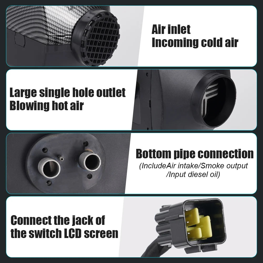 12V24V Diesel Air Heater 2/5/8KW All in One Car Heater with Remote Control for Truck Boat RV Parking Diesel Heater Accessory