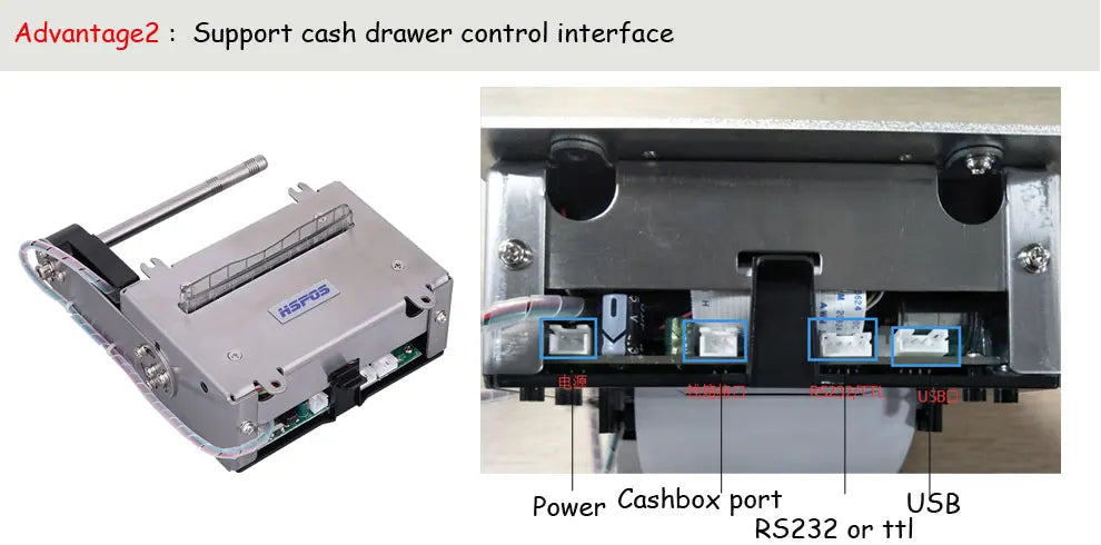 80mm Embedded Thermal Printer Kiosk Receipt Printer with Auto Cutter 180mm/s Speed Printing for USB TTL /RS232 Interface