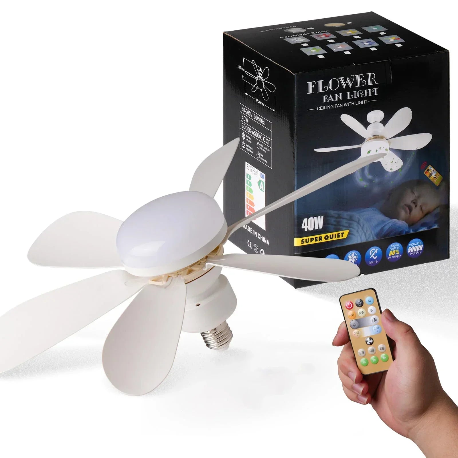 E27 with Remote LED 30W Ceiling Fan Light  Dimming Function  Suitable for Living Room Study and Home Use 85-265V