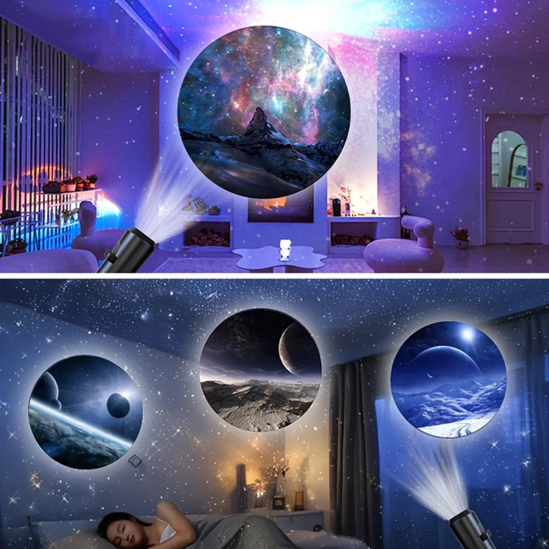 LED Galaxy Projection Light 1 Light+10 Pictures Change, LED Galaxy Projector, Starry Sky Lighting Night Light