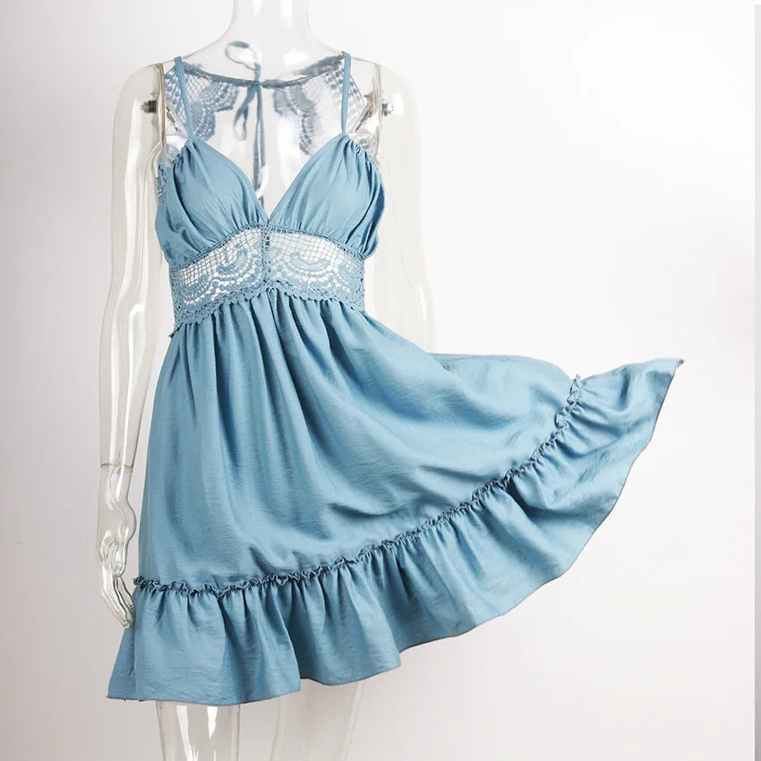 Sexy Strapless Floral  Waist Dress Cross-Border Elegant Cotton Blend Wrap Chest Style No Sleeve Summer New Arrival