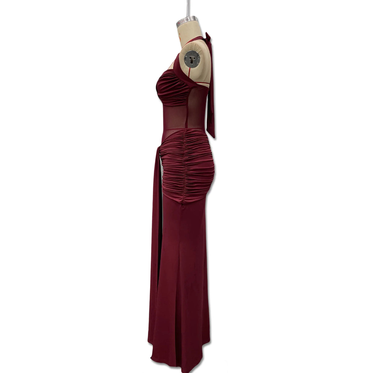 Halter neck backless slim-fit bodycon dress, mesh strapless knot design, slim-fitting, skin-friendly, does not pinch the skin