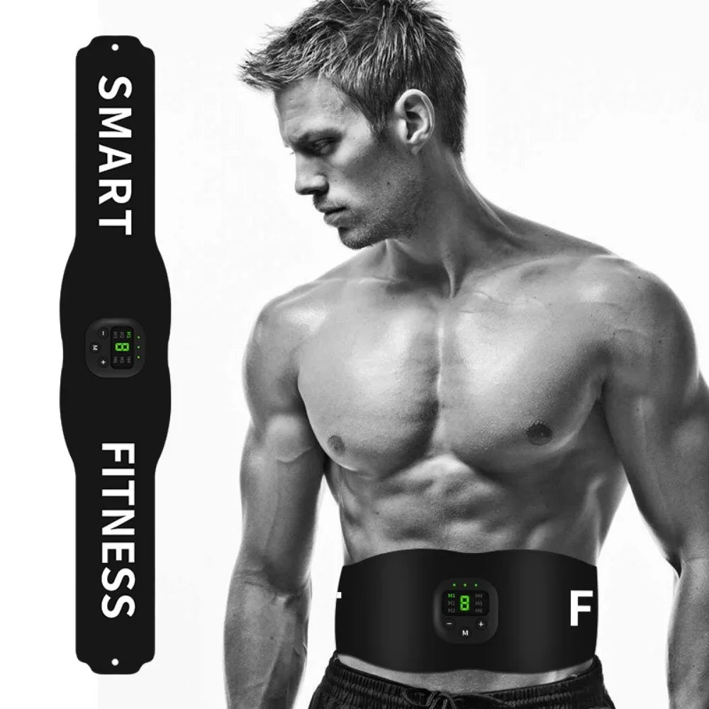 Abs Trainer Belt EMS Abdominal Muscle Stimulator Electric Toning Belts USB Waist Belly Weight Loss Home Gym Fitness Massager