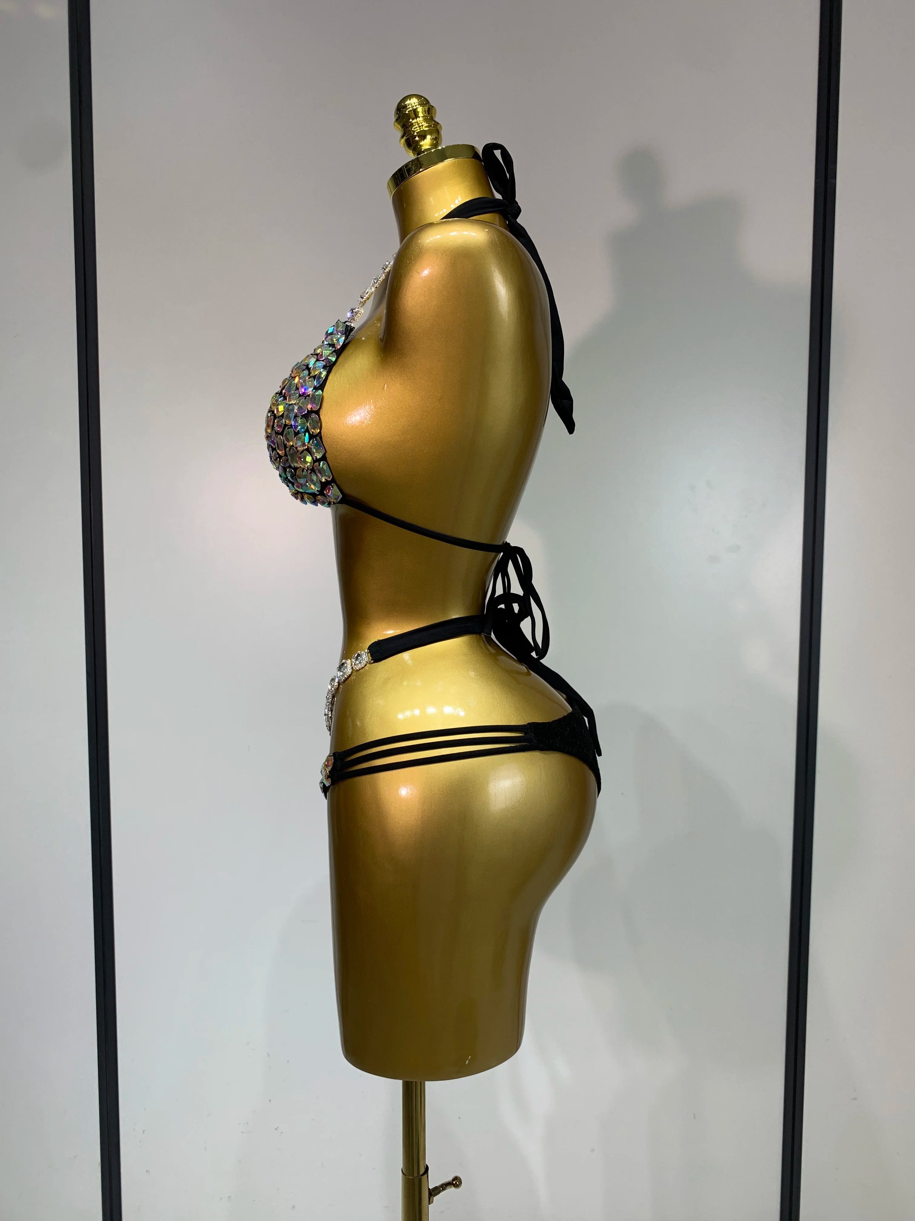 Newest Crystal Bikini Swimwear Fashion Bar Bikini Blingbling Swimwear Bikini Popular Bathingsuit Bikini Nightclub Stage Outfit