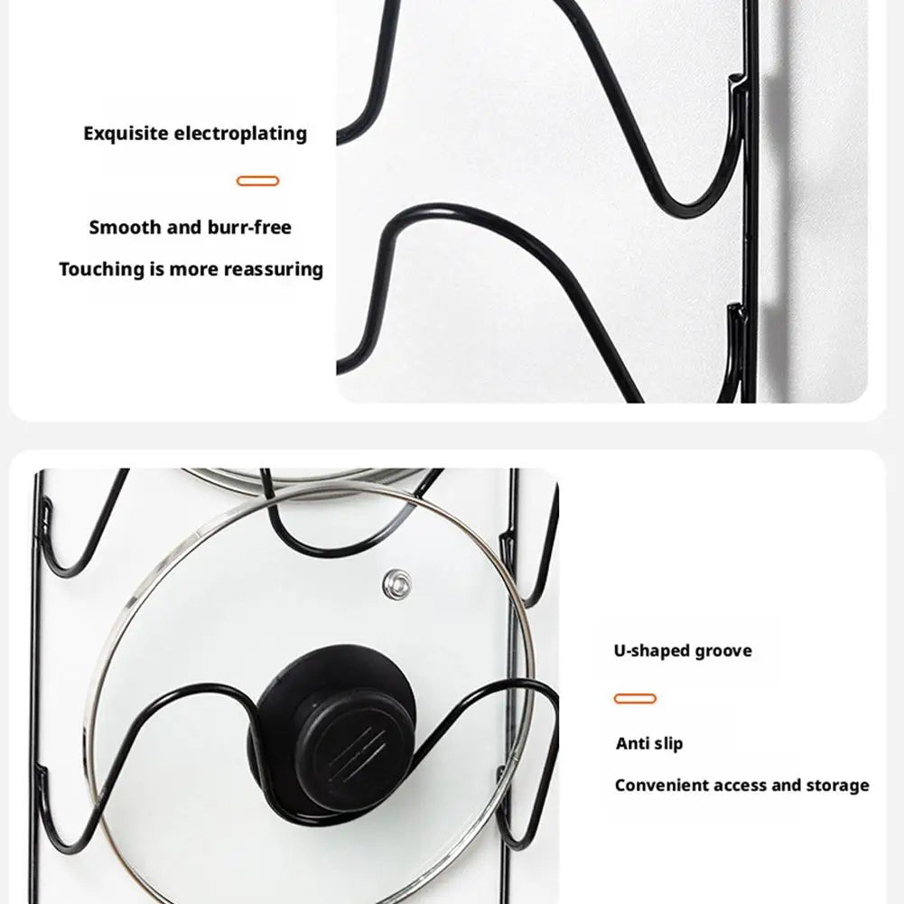 Kitchen Organizer Rack Wall Hanging Pot Cover Rack Five-Layer Pot Lid Multifunctional Rack Space Saving Kitchen Storage Rack