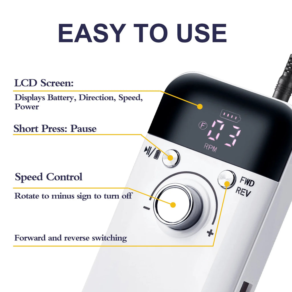 Professional Electric Nail Drill 45000 RPM Rechargeable Portable Manicure Pedicure Machine Kit with Bits