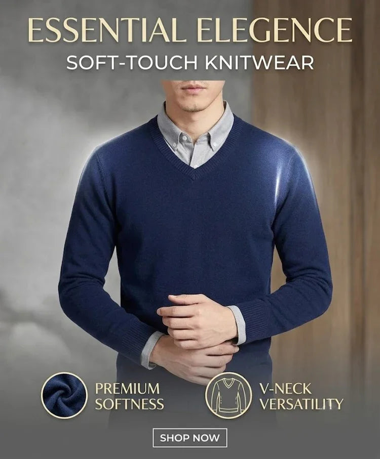 Men's V-Neck Sweater Winter Knitted Pullover Casual Warm Lightweight Y2K Knitwear Jumper Luxury T-shirts for Men Business Tshirt