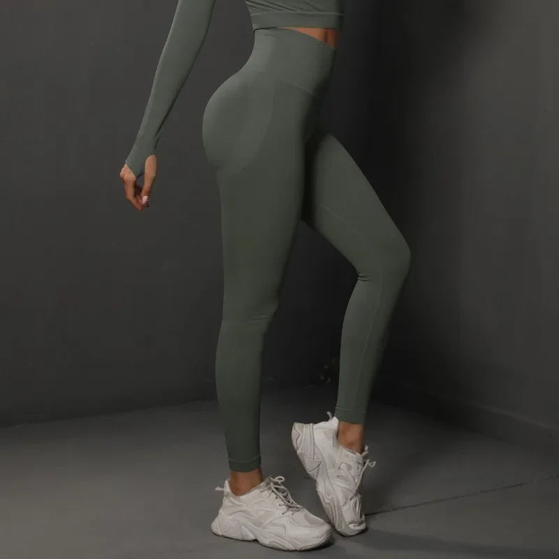 Women Sport High Waist Leggings Seamless Slim Leggings Gym Workout Female Tights High Elastic Butt Liftting Yoga Fitness Pants