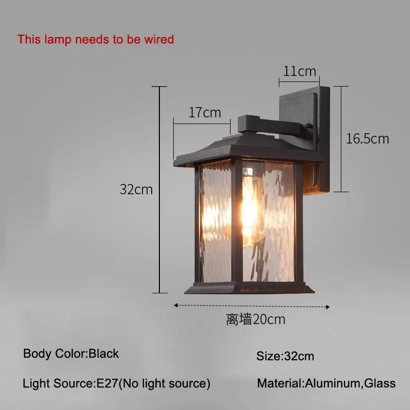 Outdoor Retro Waterproof Wall Lamps for Villa Corridor Garden Aluminum Exterior Wall Garden Walkway Decor Lighting