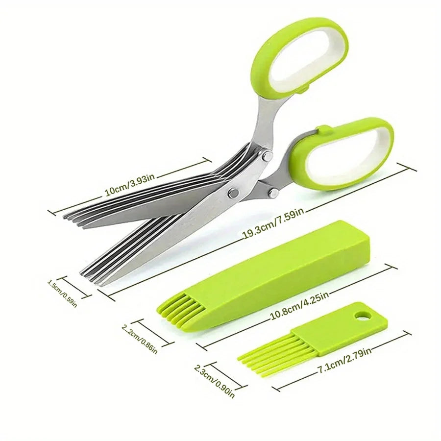 1/2pcs 5-layer Scallion Scissors Stainless Steel Multifunctional Shredded Paper Cutter Vegetable Onion Shears Kitchen Gadgets