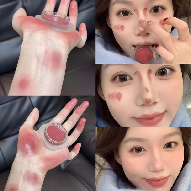 Purple Blush Cream Cheek Rouge Rose Brown Mud Palette Long-Lasting Waterproof Monochrome Brighten Face Moisturizing Blush Makeup
