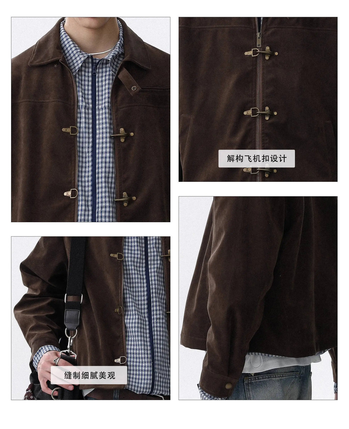LUZHEN 2025 Autumn New Original Metal Buckle Placket Casual Jacket Men's Fashion High Quality Solid Color Elegant Clothes JY4230