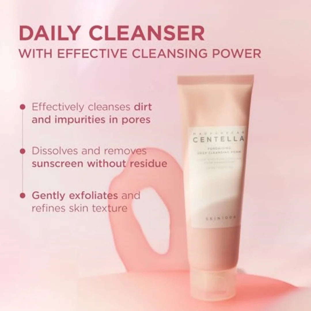 SKIN1004 Poremizing Deep Cleansing Foam Korean Face Cleanser Pink Salt Gentle Exfoliate Soothing Centella Asiatica Face Cleanser