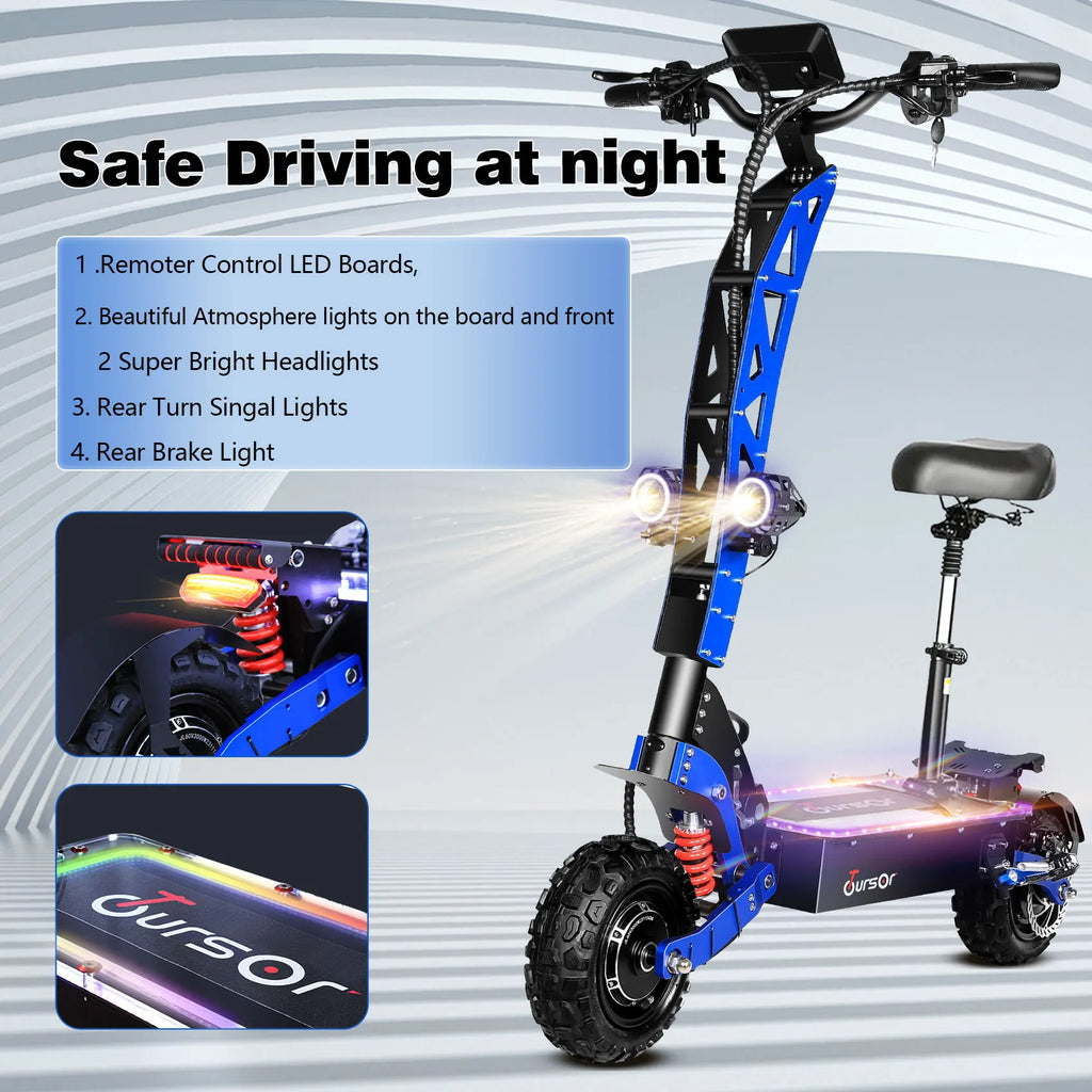 E8P 6000W Dual Motor 60V 40AH Electric Scooter 11 inch Off-Road Tyres with Seat Max Speed 85-90km/hLCD Display Foldable Escooter