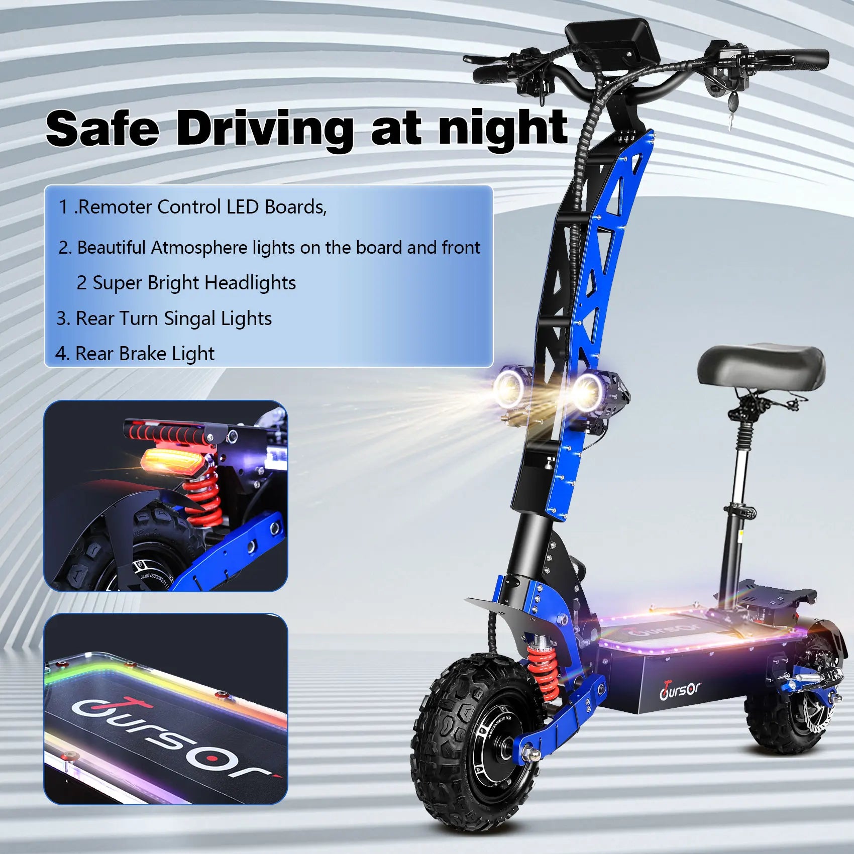 E8P 6000W Dual Motor 60V 40AH Electric Scooter 11 inch Off-Road Tyres with Seat Max Speed 85-90km/hLCD Display Foldable Escooter