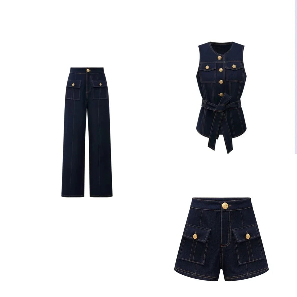 High-waisted denim shorts Y2k American dark blue women's 2026 spring and summer fashion hip-hop goth casual slim shorts
