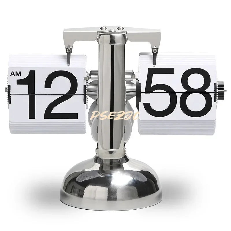 Household Minimalist Portable Automatic Page Turning Clock Retro Nordic Style Desktop Mechanical Page Turning Clock