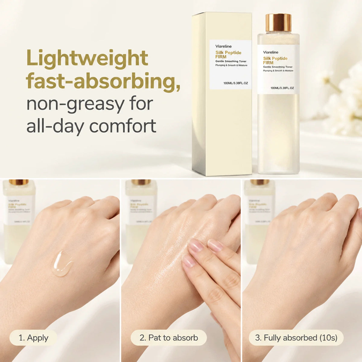 Silk Peptide EGF Toner Smoothing Plumping Face Skin Moisture Hydrating Lightweight Refreshing Skincare Toner for All Skin