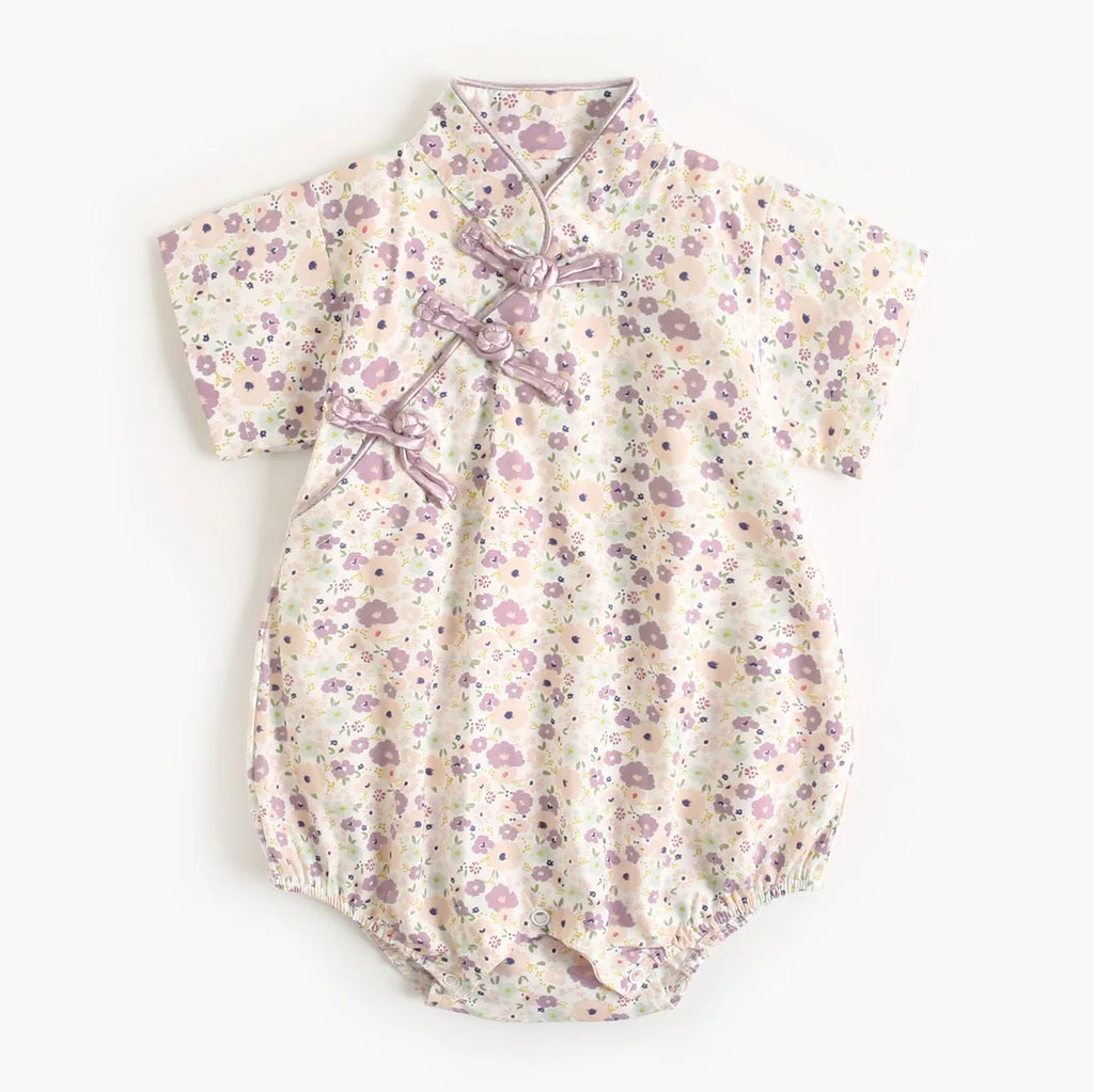 0-18M Summer Baby Girl Boys Clothing  Rompers Jumpsuit Short-sleeved Floral Print  Cute Soft Newborn Infant Baby Kimono Playwear