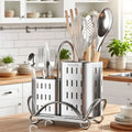 Kitchen Cutlery Organiser, Stainless Steel Utensil Holder for Spoon Fork Knife, Multifunctional Desktop Tableware Storage Rack