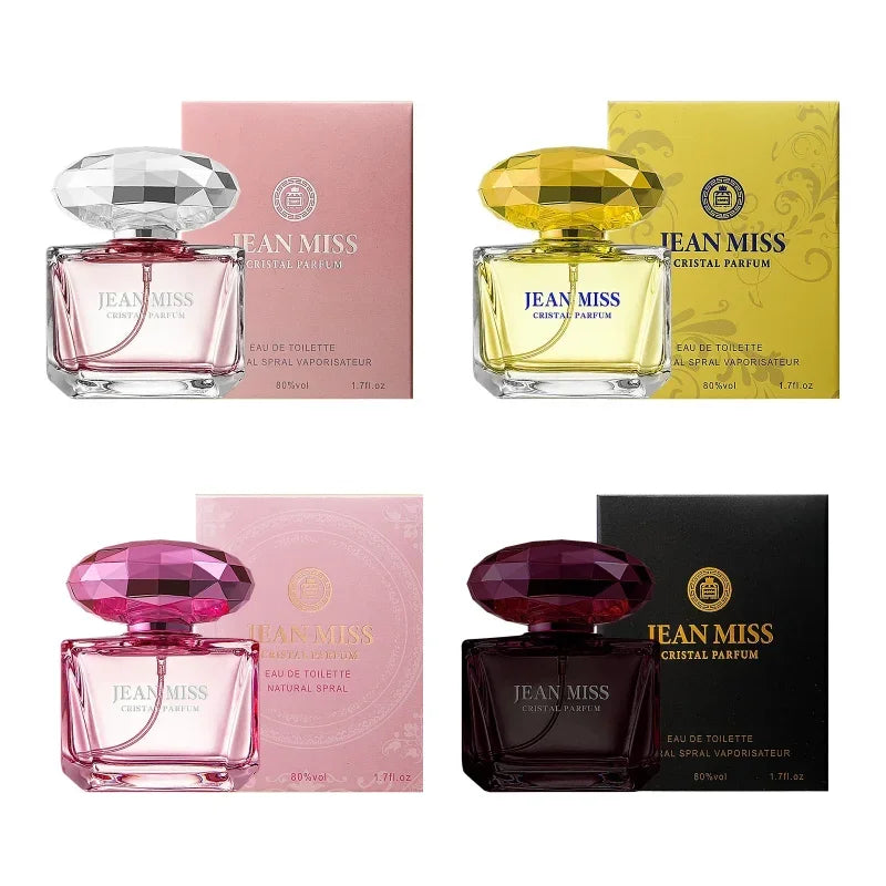 Luxury JEAN MISS CRISTAL PARFUM, Elegant Crystal Diamond Cap Perfume, Premium Floral Eau de Toilette Spray for Women.