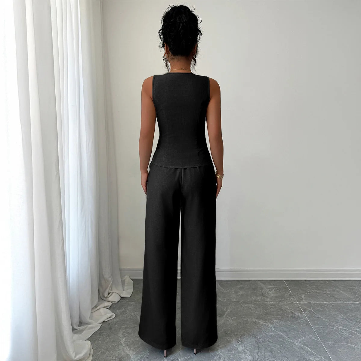 Elegant V-neck High-waisted Color-block Sleeveless Women's Suit For Spring/summer 2026 Dress Elegant Lace Maxi Beach