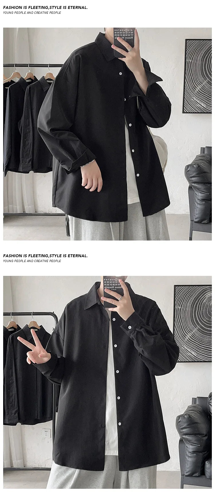 2025 Men Oversize Shirts Spring Long Sleeve Preppy Shirt Unisex Woman Casual Street Fashion Blouses Streetwear Men Clothing