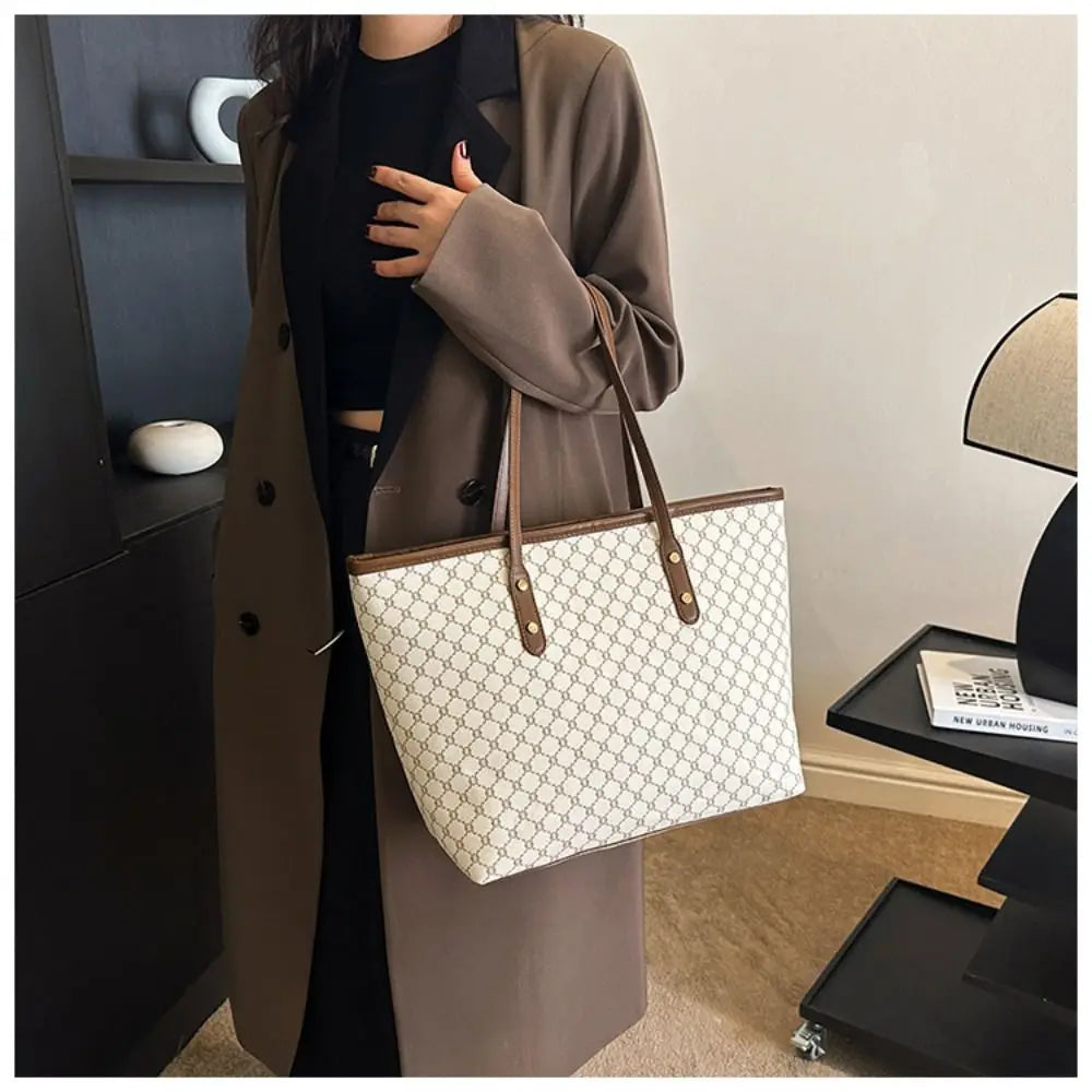 New Large Capacity Shoulder Bags PU Casual Tote Bag Commuting Bag