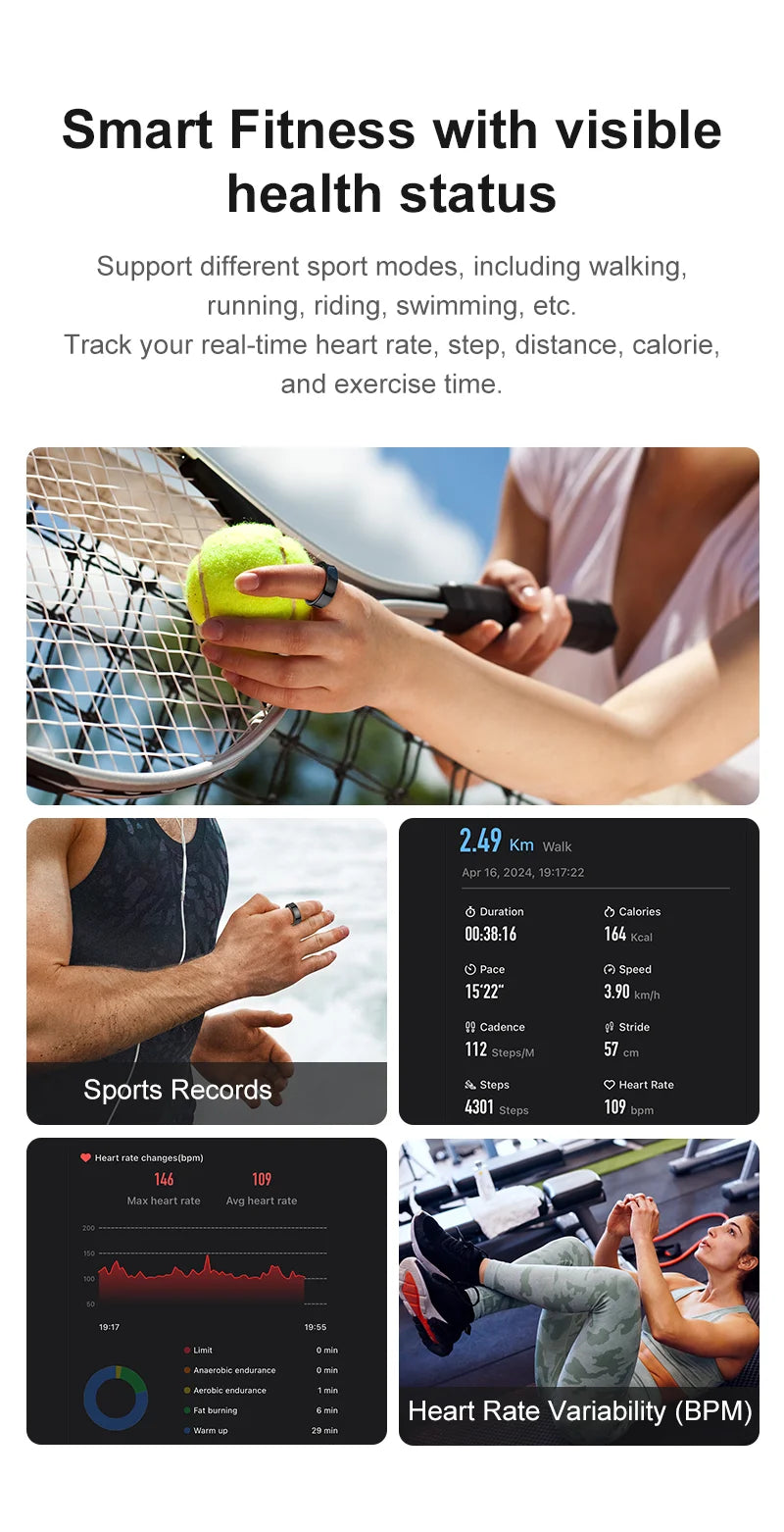 R09 Smart Ring Men Women With Charging Case,Health Sleep Monitor,Skin Temperature Monitor,60 Days Battery Life,5ATM Waterproof