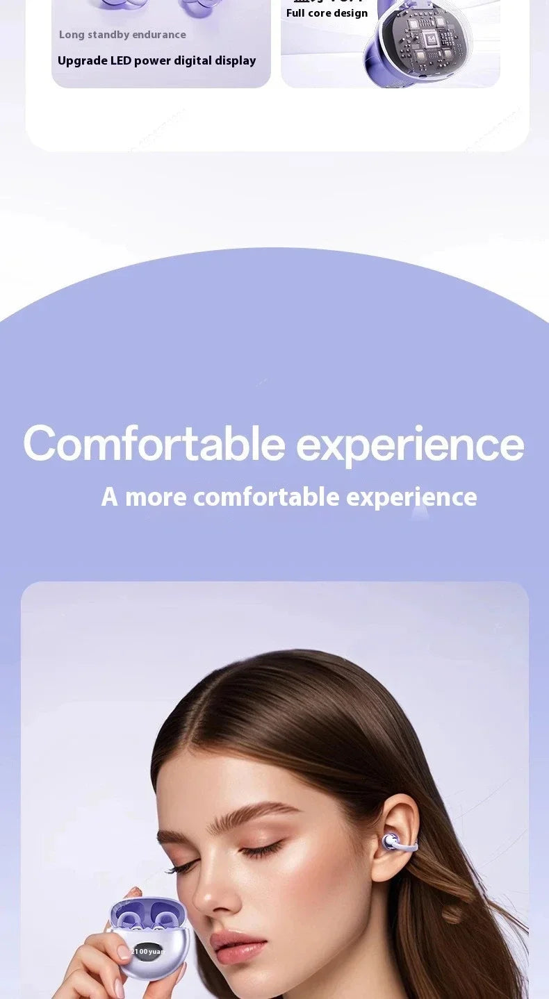 Wireless Bluetooth Earphones Clip-on Q71 Earphone High Sound for Xiaomi Earbuds Led Display Headphones Music Sports Headset