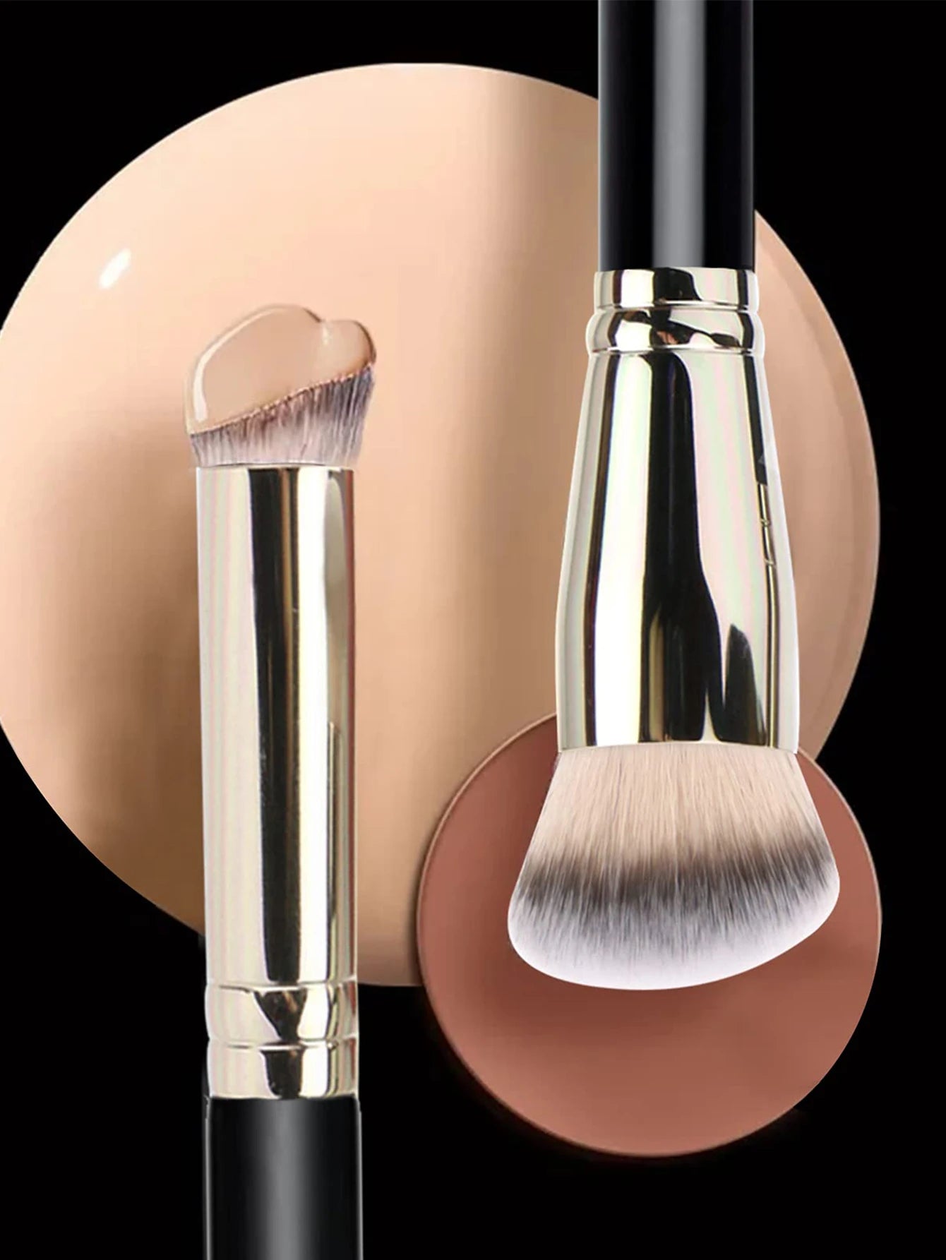 3 PCS Makeup Brushes Set Includes Foundation Brush, Flawless Concealer Brush, Powder Brush