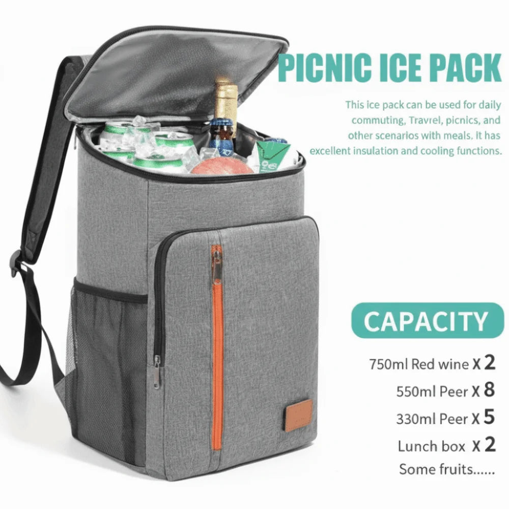 Insulated Backpack Double Shoulder Thickened Portable Thermal Lunch Bag Oxford Fashion Large Capacity Cooler Bag