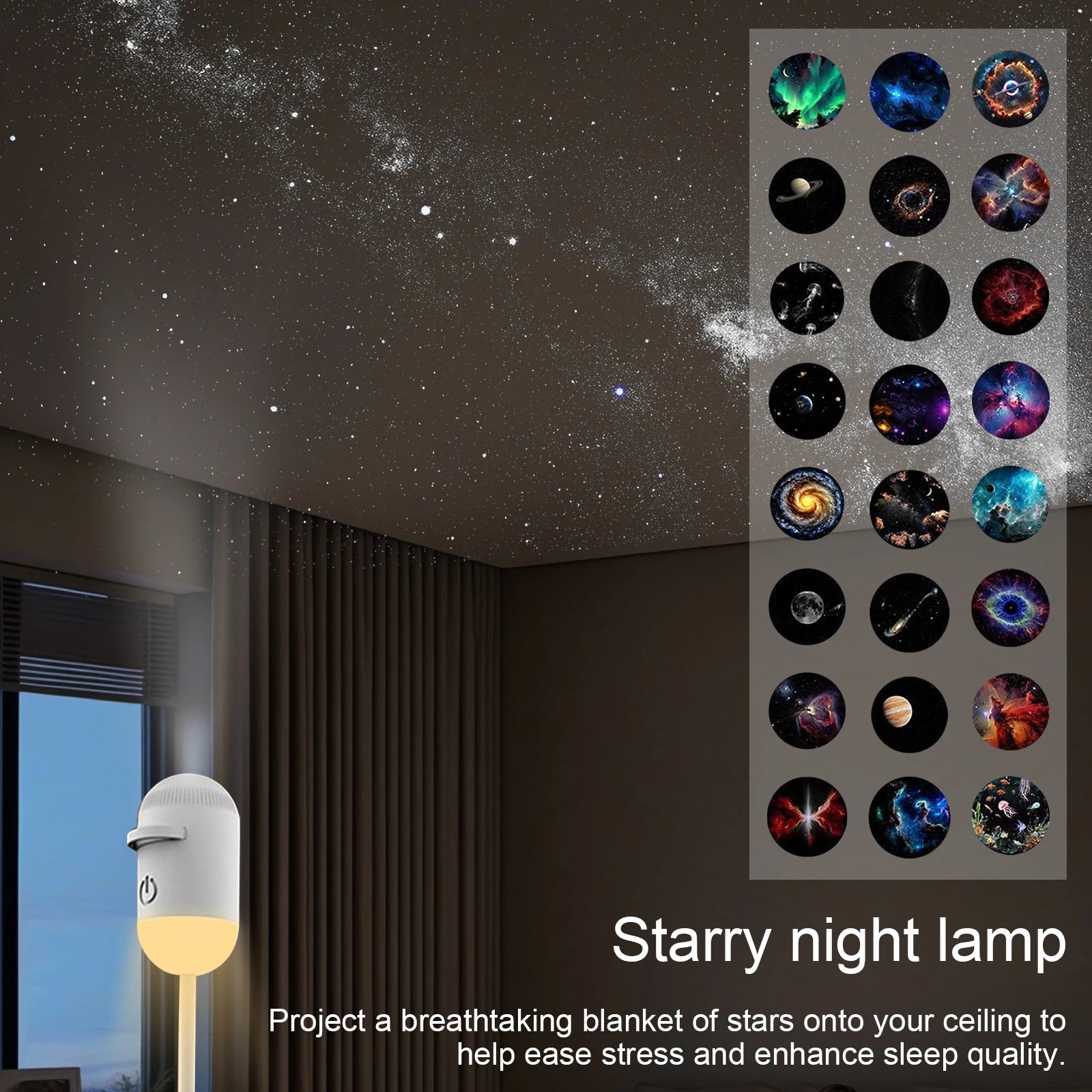 2-in-1 Galaxy Projector Light Mini USB Car Interior Ambient Lamp Galaxy LED Starry Sky for Party Home Bedroom Sleep Decoration