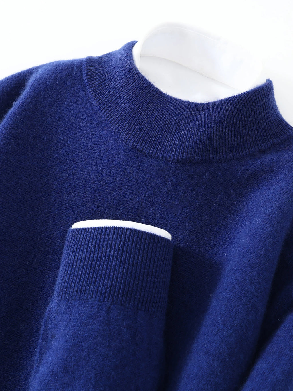 Autumn/Winter Men's 100% Pure Cashmere Pullover Business Casual Solid Knitted Sweater Loose Half High Neck Tops Thick Jumper