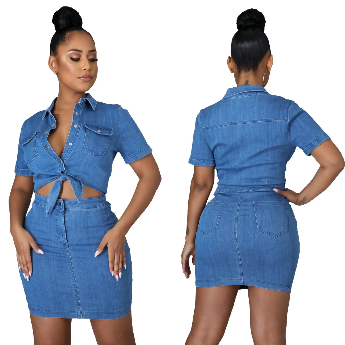 Bodycon Dress Women Denim Dresses Mom Jeans Short Sleeve Mim High Waist Vestidos Sexy Streetwear Elegant Y2k Party Club 2025
